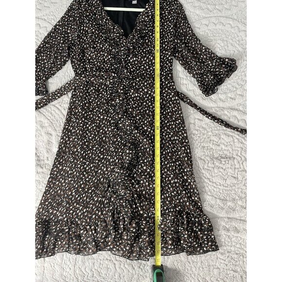 Tommy Hilfiger Black Brown and White Flowy Dress With Ruffles Women's Sz 10, - Picture 7 of 9